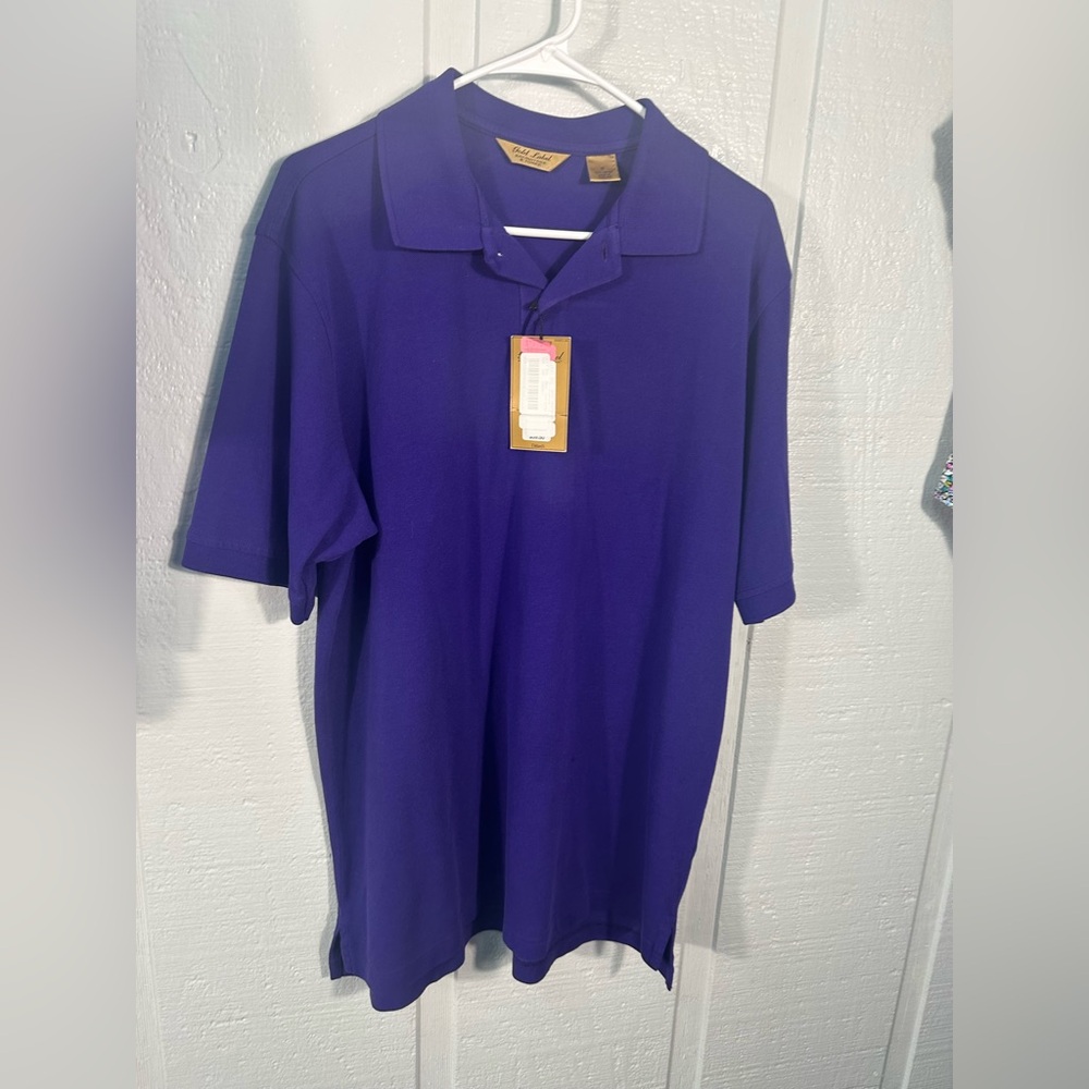 Gold Men’s Purple Short Sleeve Polo Shirt Size M NWT